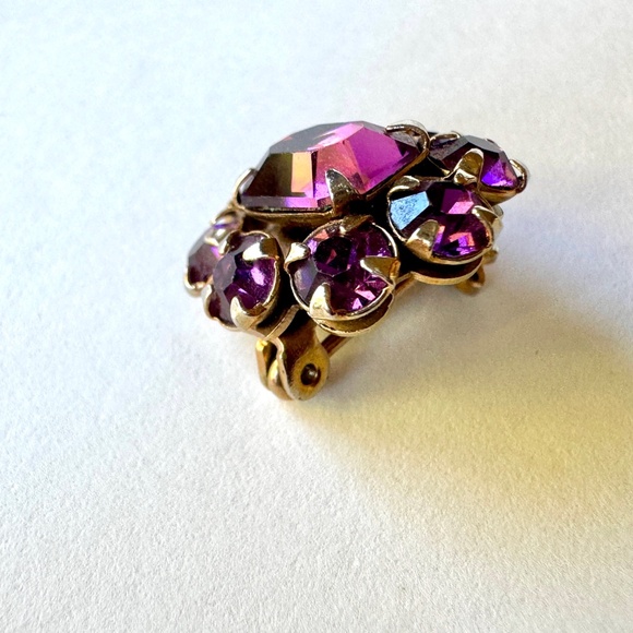 Tiny Purple Pin, Rhinestone, Brooch, Safety Clasp Back - Picture 4 of 6
